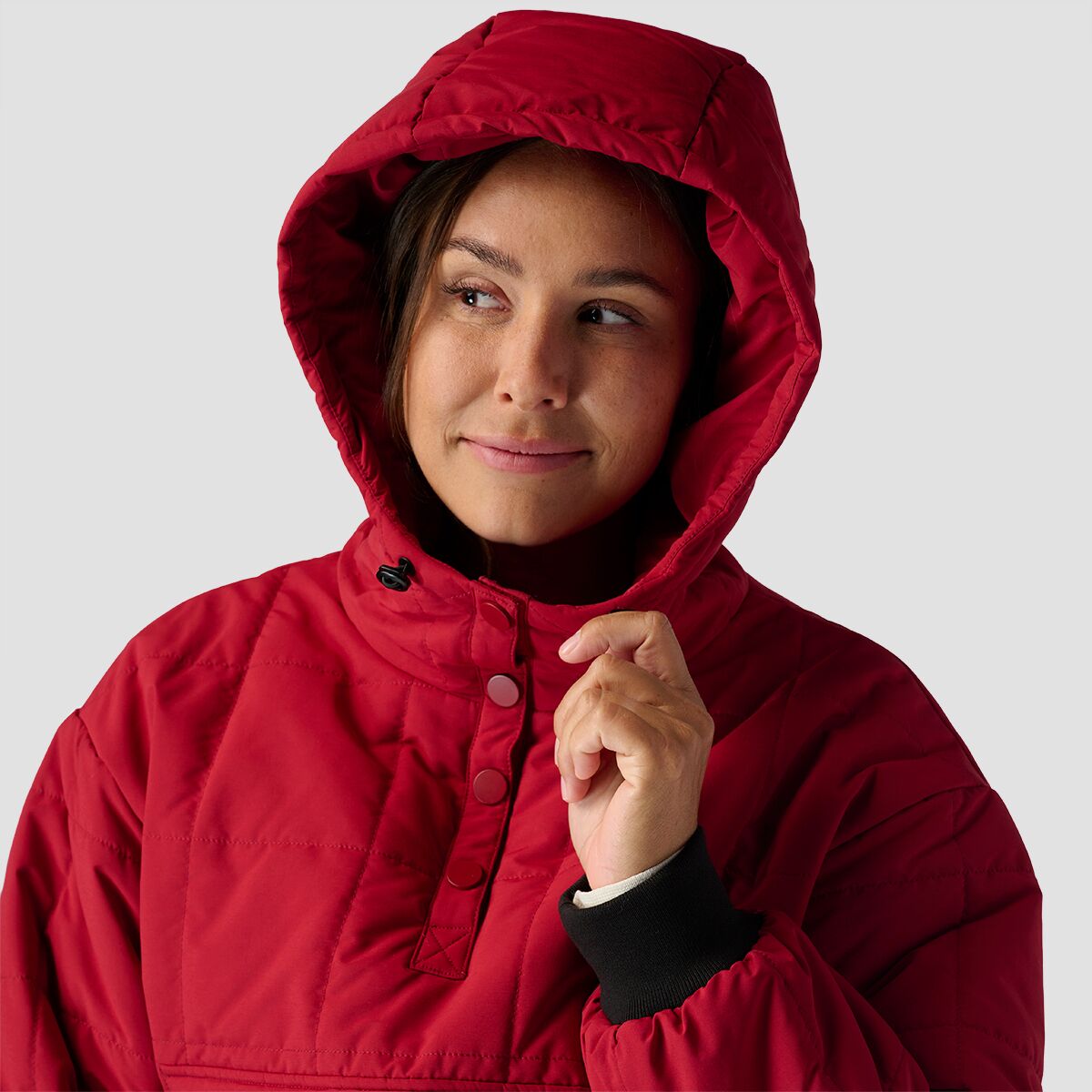 Simple Snug Snap Hooded Pullover