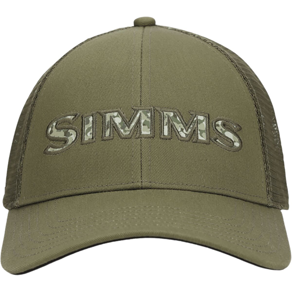 Кепка Simms Single Haul Trucker - Back Eddy Camo Fill, цвет: Тёмно-зелёный