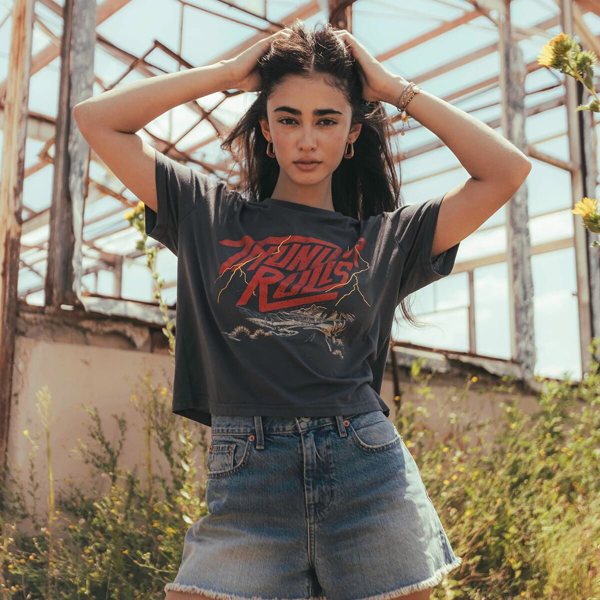 Sendero Provisions Co. Thunder Rolls Crop T-Shirt -...