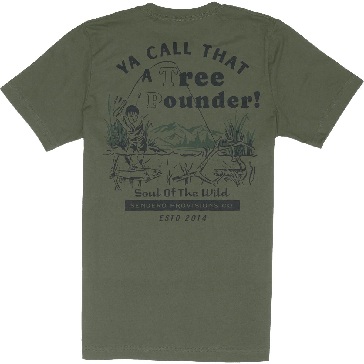 Мужская футболка Sendero Provisions Co. Tree Pounder, цвет: Армейский зелёный