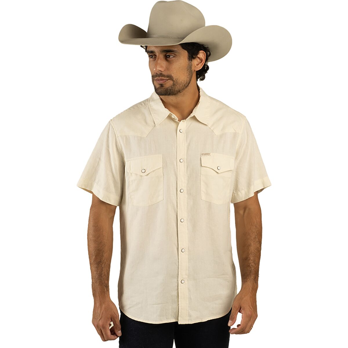 Мужская рубашка Sendero Provisions Co. The Wyatt Pearl Snap SS Solid, цвет: Состаренный белый — фото 1
