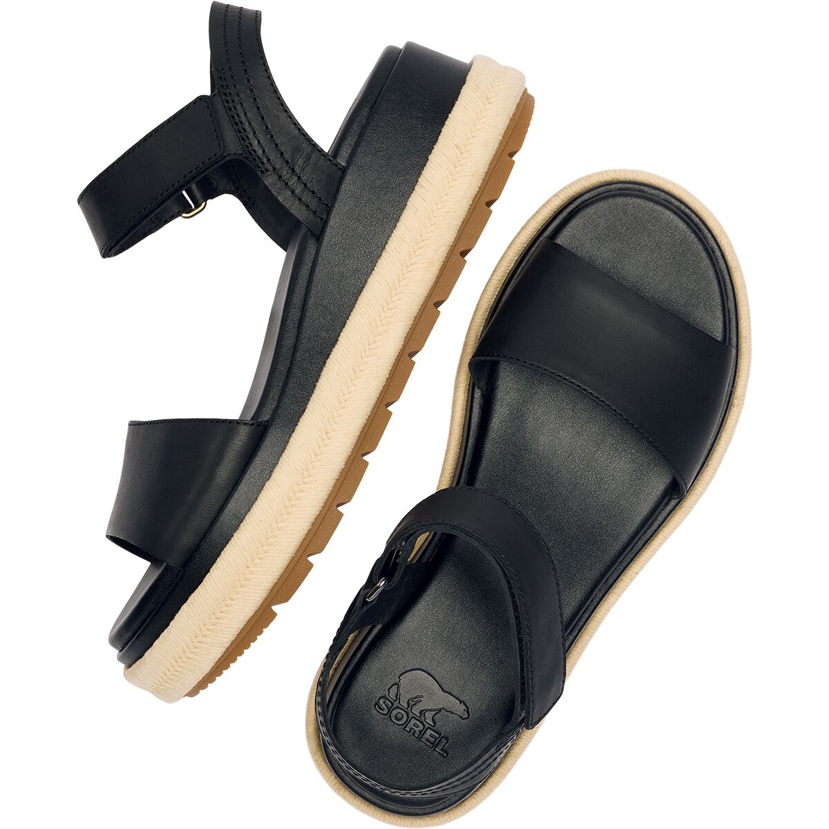 Женские сандалии SOREL Sunpeak Platform Sandal, цвет: Чёрный / Карамельный — фото 11