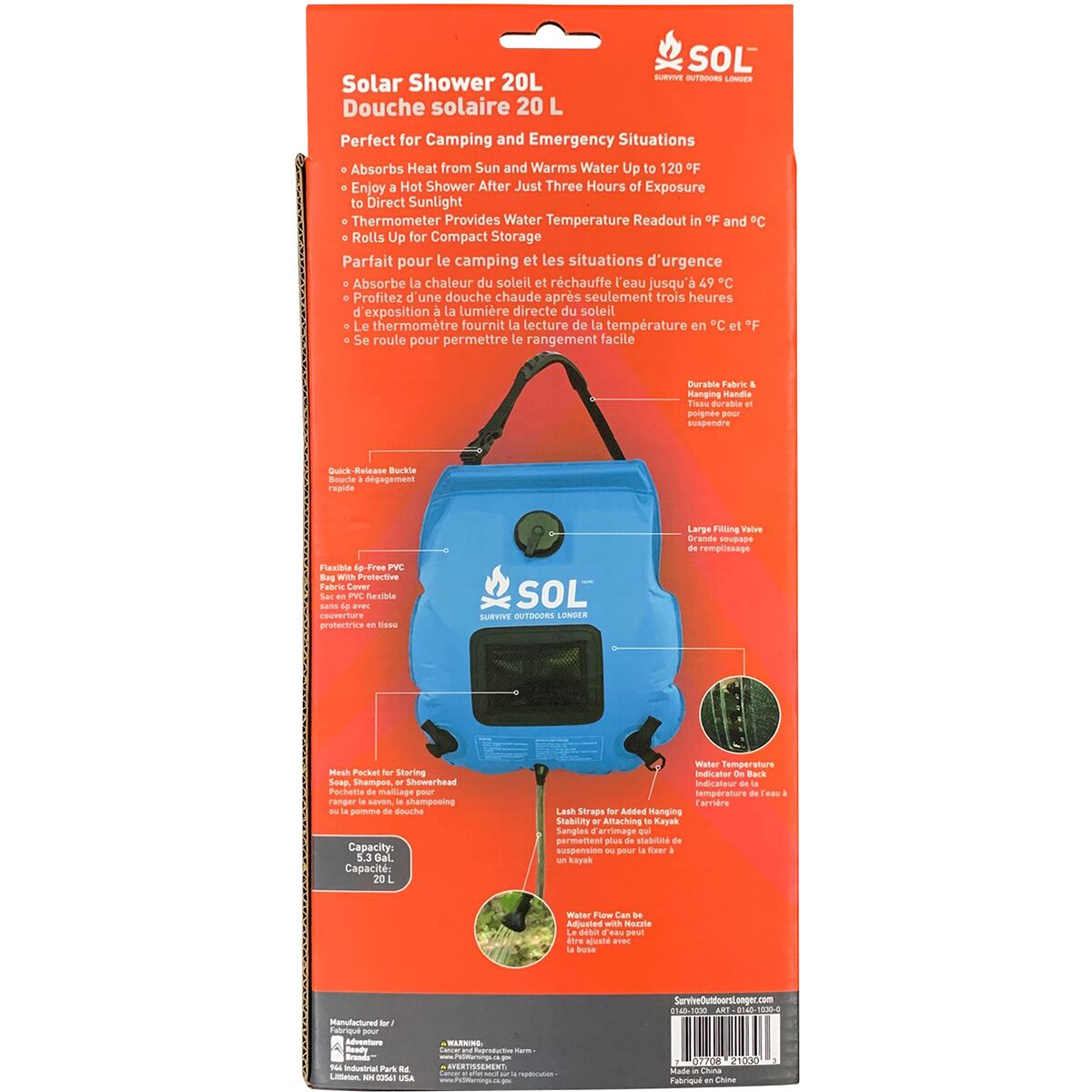 S.O.L Survive Outdoors Longer Solar Shower - 20L
