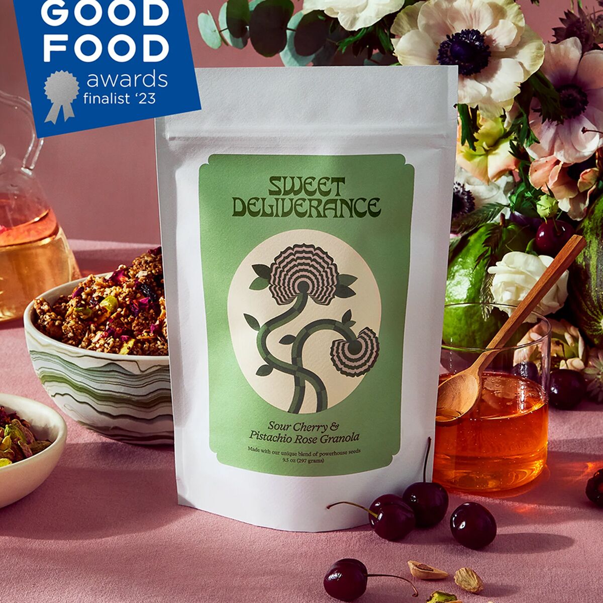 Sweet Deliverance Sour Cherry & Pistachio Rose Granola