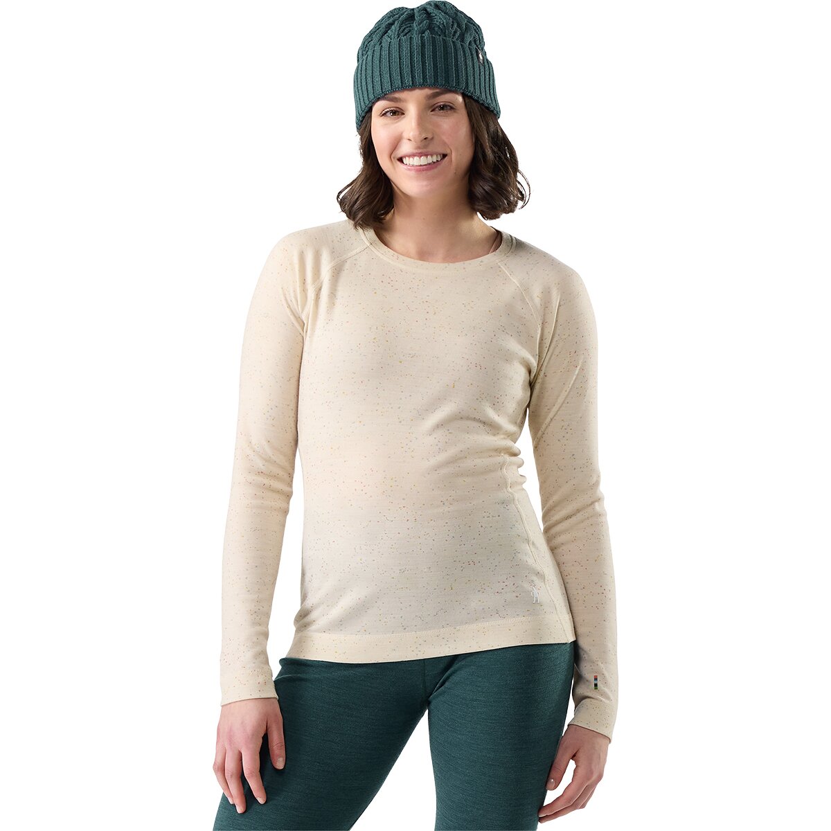 Женский топ Smartwool Classic Thermal Merino Crew Baselayer, цвет: Миндальный