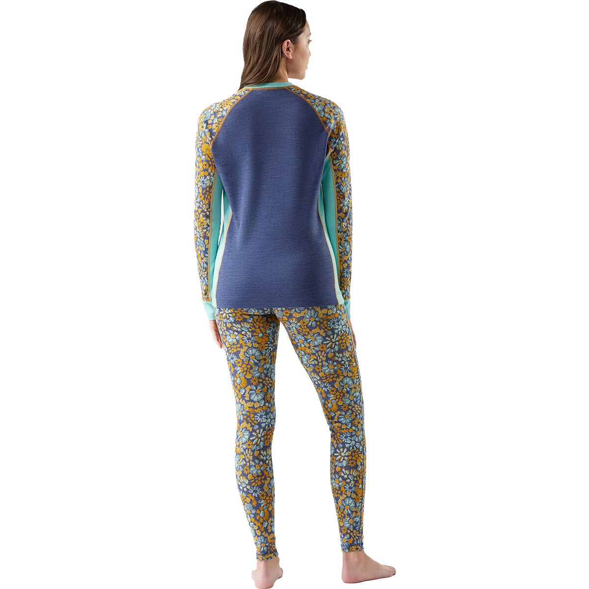 Женский топ Smartwool Classic Thermal Merino Colorblock Baselayer Crew, цвет: Синий меланжевый — фото 2