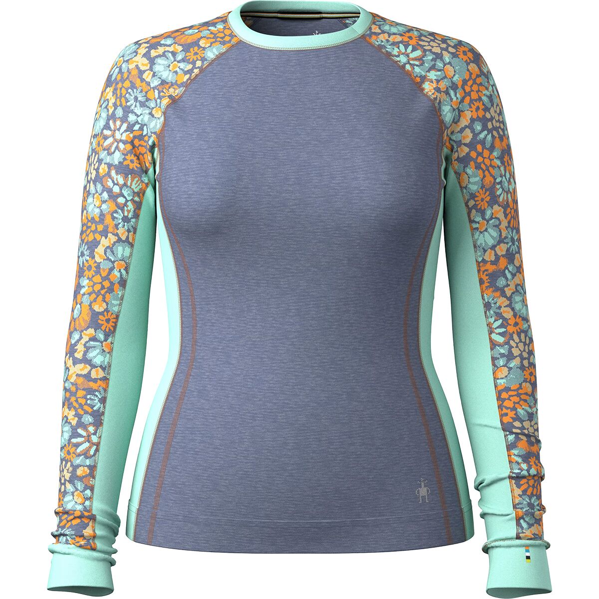 Женский топ Smartwool Classic Thermal Merino Colorblock Baselayer Crew, цвет: Синий меланжевый — фото 3