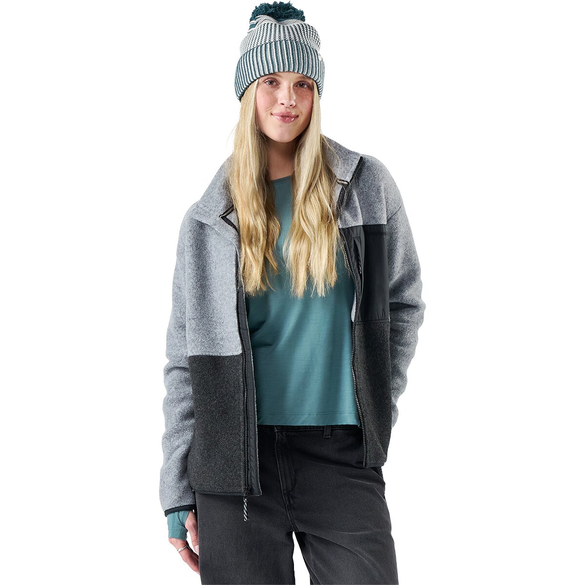 Женская куртка Smartwool Second Cut Fleece, цвет: Угольный / Светлый серый