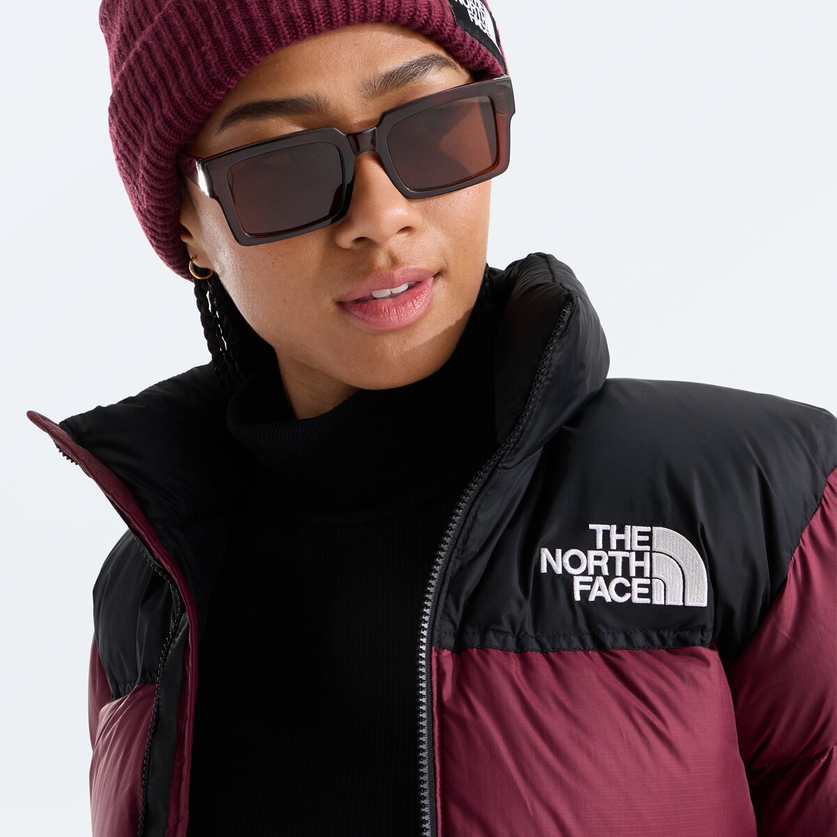 Женская куртка The North Face 1996 Retro Nuptse, цвет: Бордовый / Чёрный — фото 2
