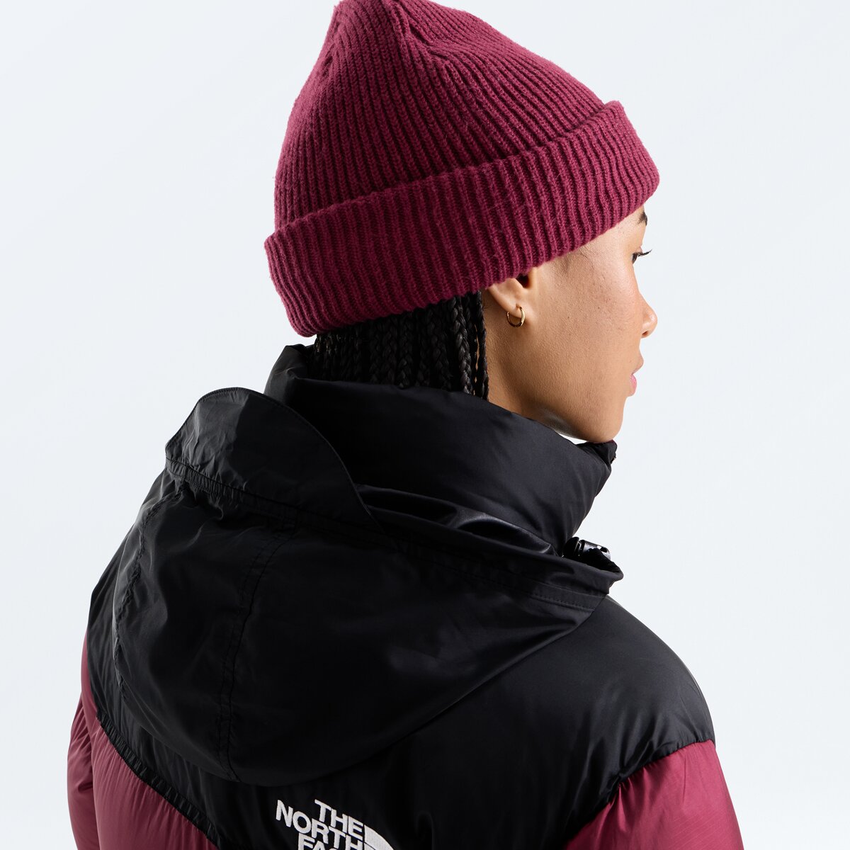 Женская куртка The North Face 1996 Retro Nuptse, цвет: Бордовый / Чёрный — фото 6