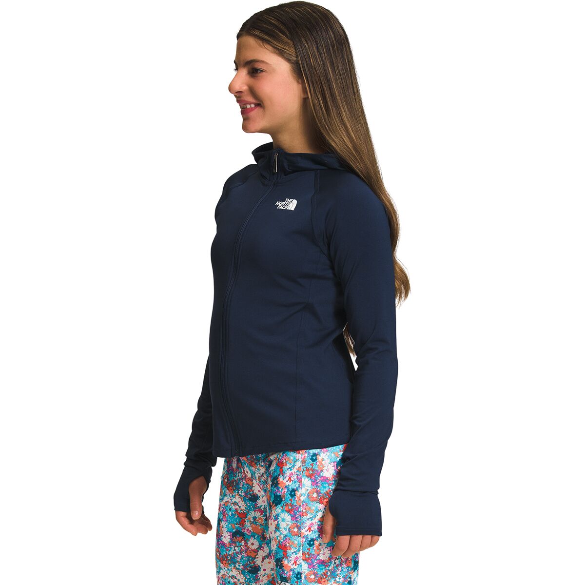 Худи The North Face Amphibious Full-Zip Sun для девочек, цвет: Снежный тёмно-синий — фото 3