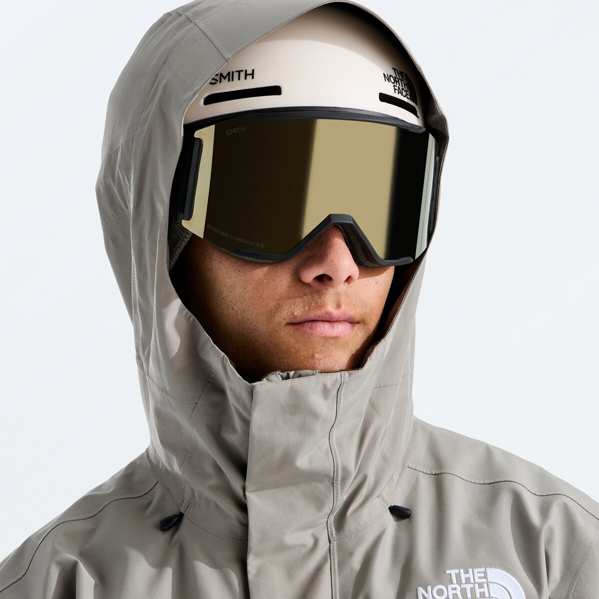 Мужская куртка The North Face Clement Triclimate, цвет: Серо-бежевый / Каштановый — фото 9