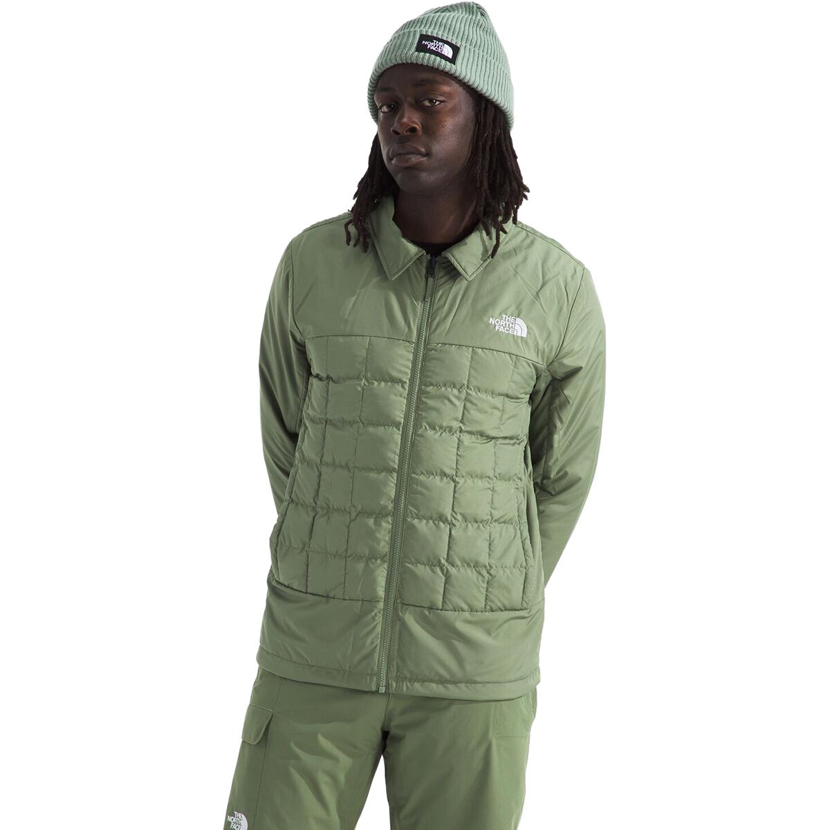 Мужская куртка The North Face ThermoBall Eco Snow Triclimate, цвет: Туманный / Сланцевый мох — фото 6