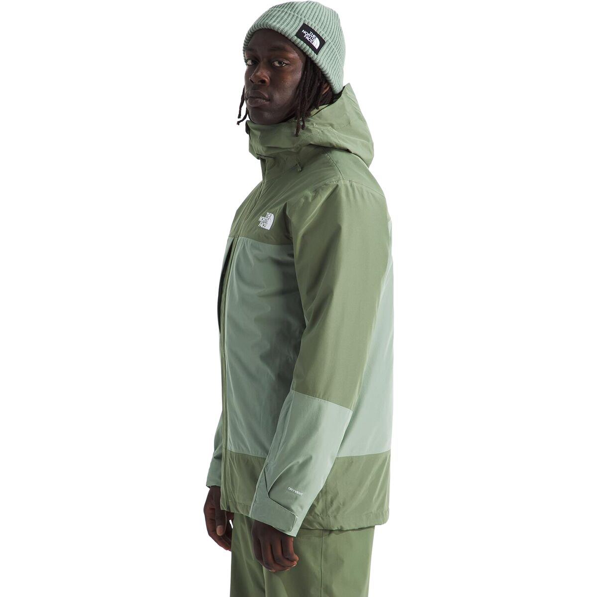 Мужская куртка The North Face ThermoBall Eco Snow Triclimate, цвет: Туманный / Сланцевый мох — фото 10
