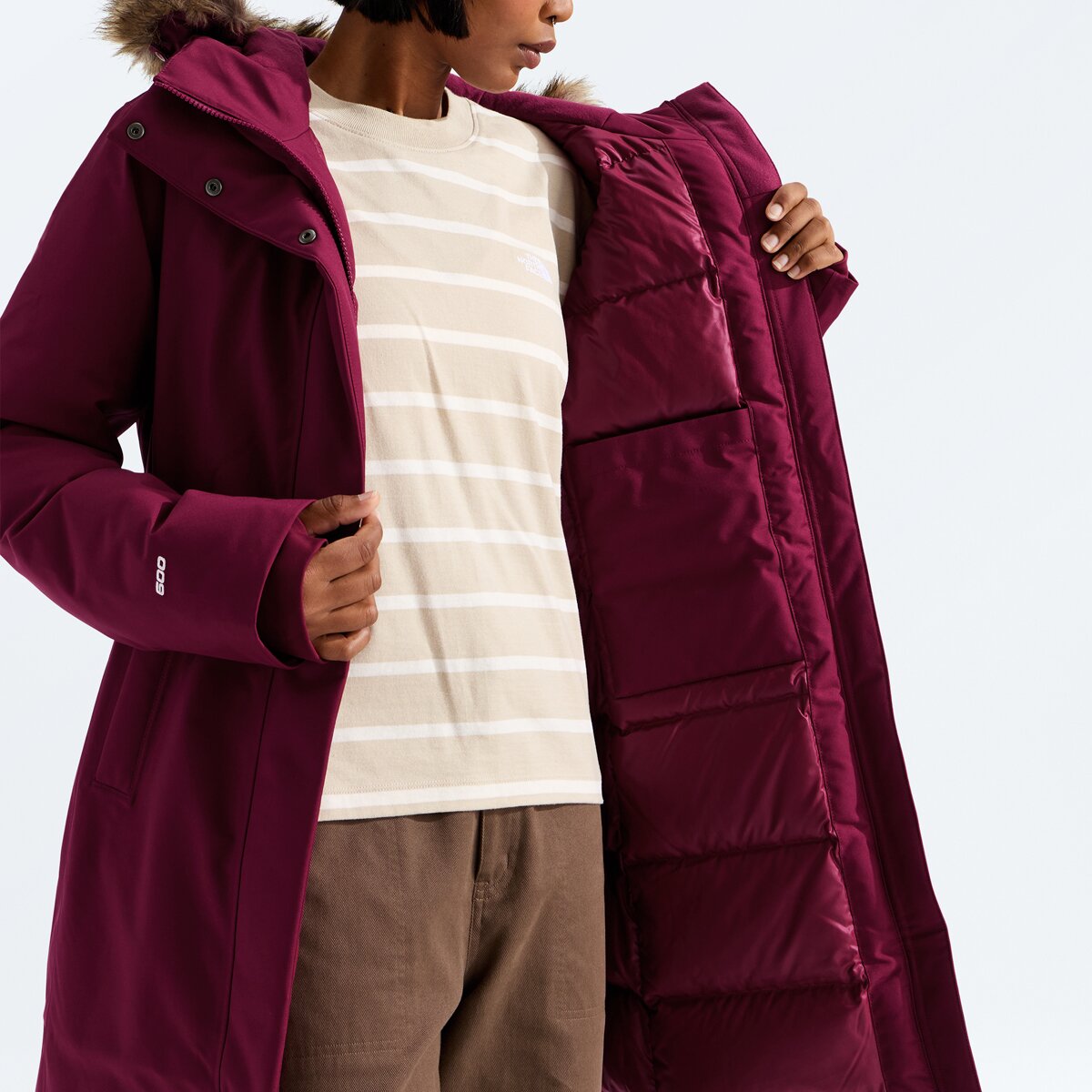 Женская куртка The North Face Arctic Down Parka, цвет: Бордовый — фото 7