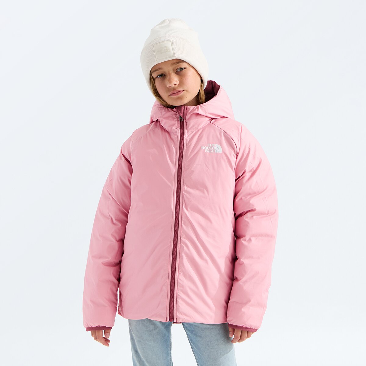 Куртка The North Face Reversible Perrito Hooded Jacket для девочек, цвет: Глиняный — фото 2