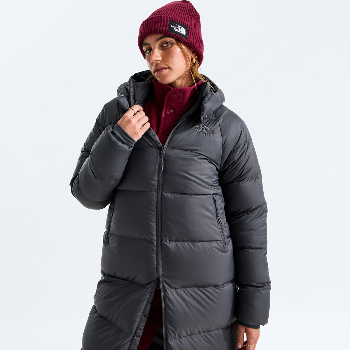 Женская куртка The North Face Hydrenalite City Long Down Hooded, цвет: Антрацитовый серый — фото 6
