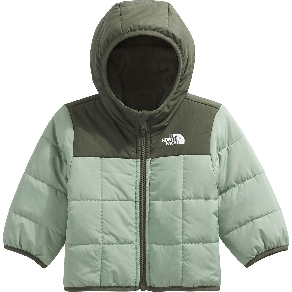 Детская куртка The North Face Reversible Shasta Full-Zip Hooded Jacket - Infants', цвет: Сланцевый мох / Серо-коричневый зелёный — фото 3