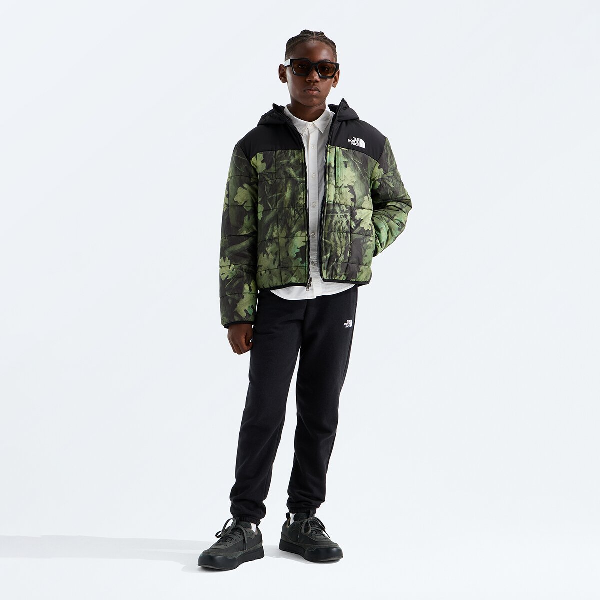 Куртка The North Face Reversible Shasta Print Full-Zip Hooded Jacket для мальчиков, цвет: Серо-коричневый зелёный дубовый с принтом — фото 6