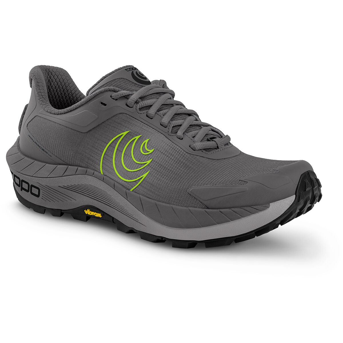 Мужские кроссовки Topo Athletic MTN Racer 4 Trail Running, цвет: Серый / Лаймовый — фото 4