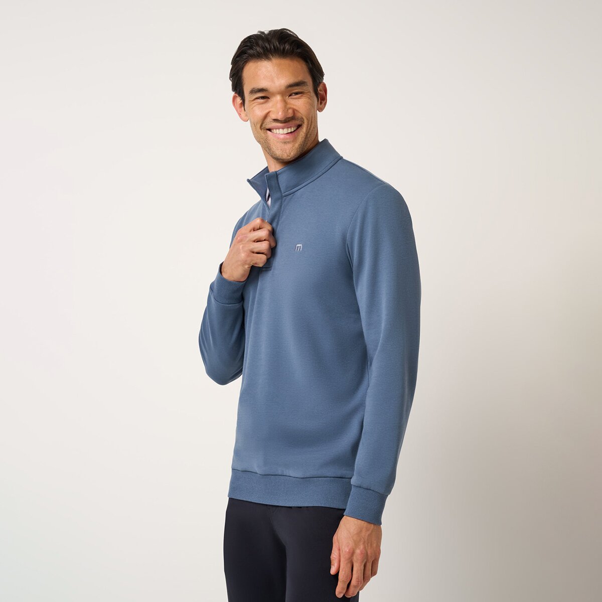 Мужская толстовка TravisMathew Cloud Quarter Zip 2.0, цвет: Морской — фото 3