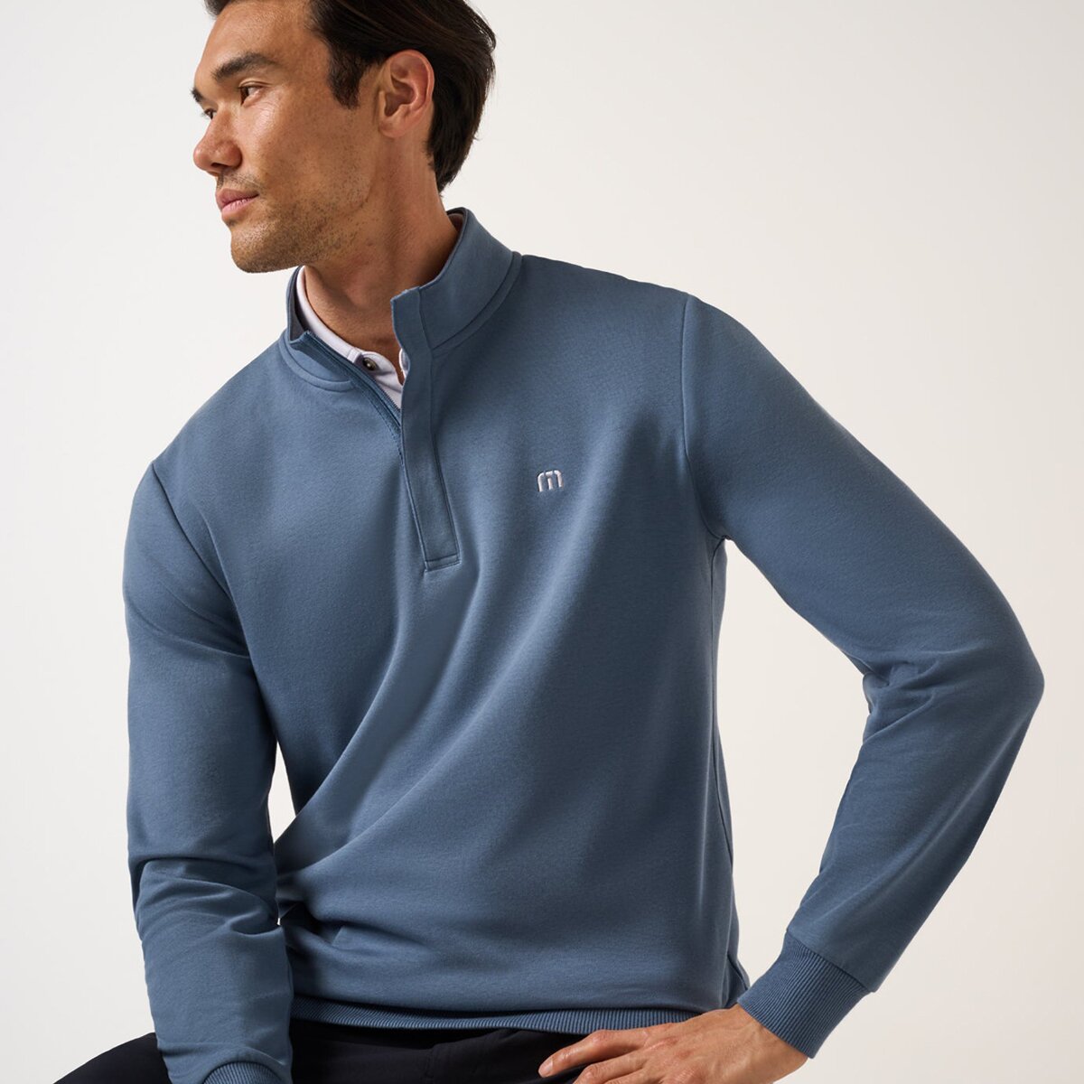 Мужская толстовка TravisMathew Cloud Quarter Zip 2.0, цвет: Морской — фото 4