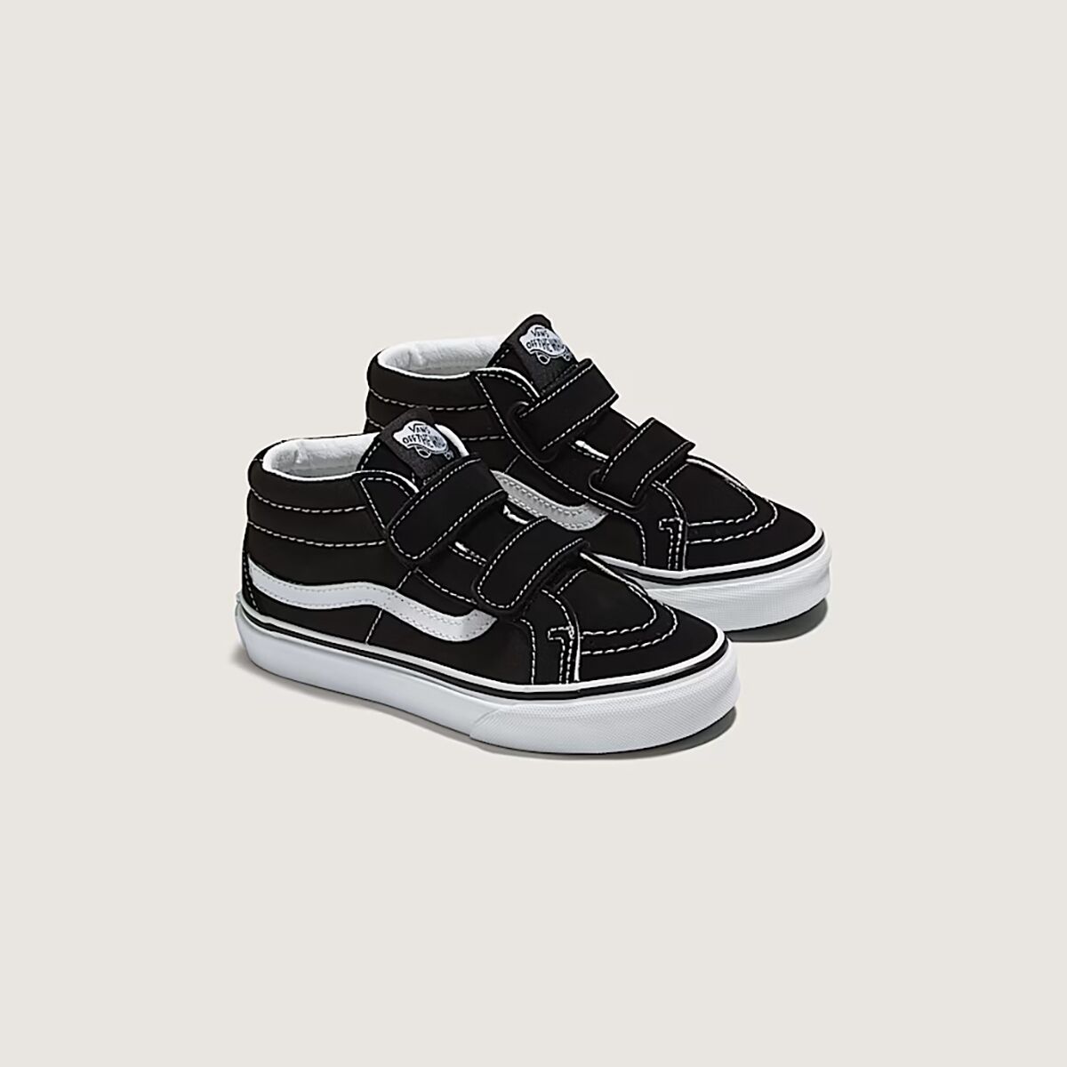 Детские кроссовки Vans Sk8-Mid Reissue V Shoe - Toddlers', цвет: Чёрный / Насыщенный белый — фото 2
