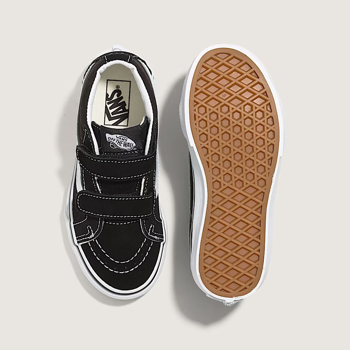 Детские кроссовки Vans Sk8-Mid Reissue V Shoe - Toddlers', цвет: Чёрный / Насыщенный белый — фото 3