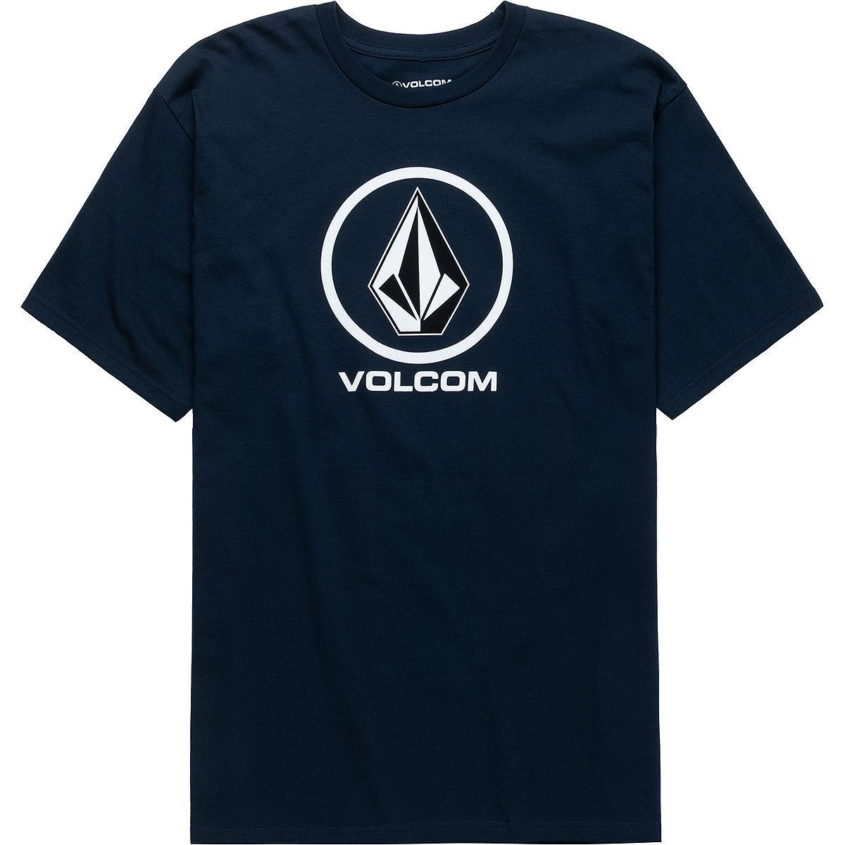 Volcom Crisp Stone T-Shirt Uomo - Maglietta Manica Corta In Cotone 100%, Girocollo Con Nastro, Nero, Vestibilità Basica