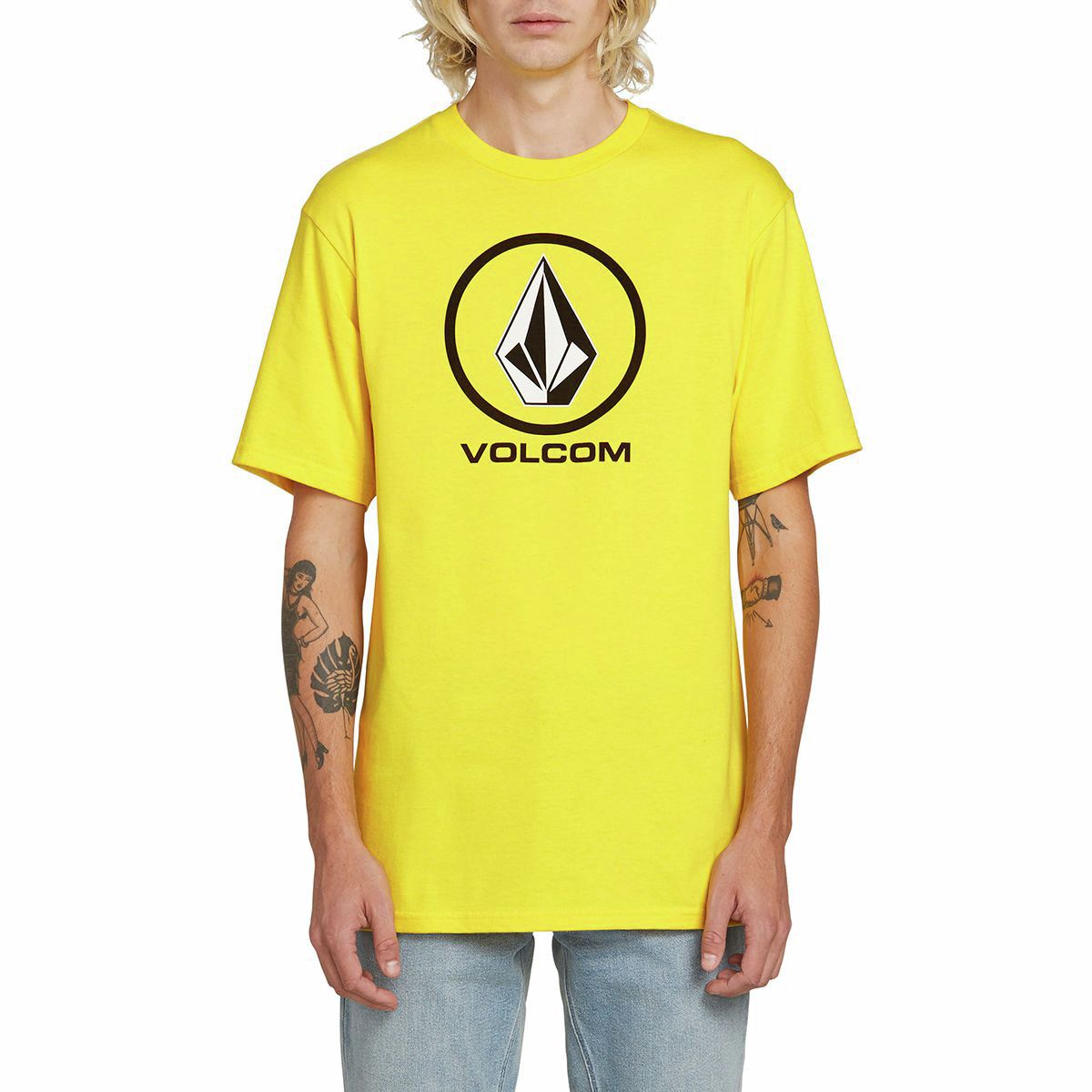 T-shirt Volcom Crisp Blanc Homme – Basique Col Rond Avec Logo Cercle Stone