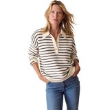 Antique White/Navy Stripe