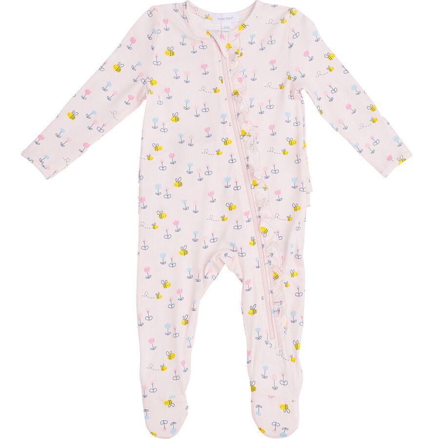 Angel Dear Ruffle Front Zipper Footie Pajamas Infant Girls