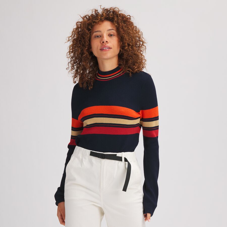 Mockneck Stripe Sweater - Women's