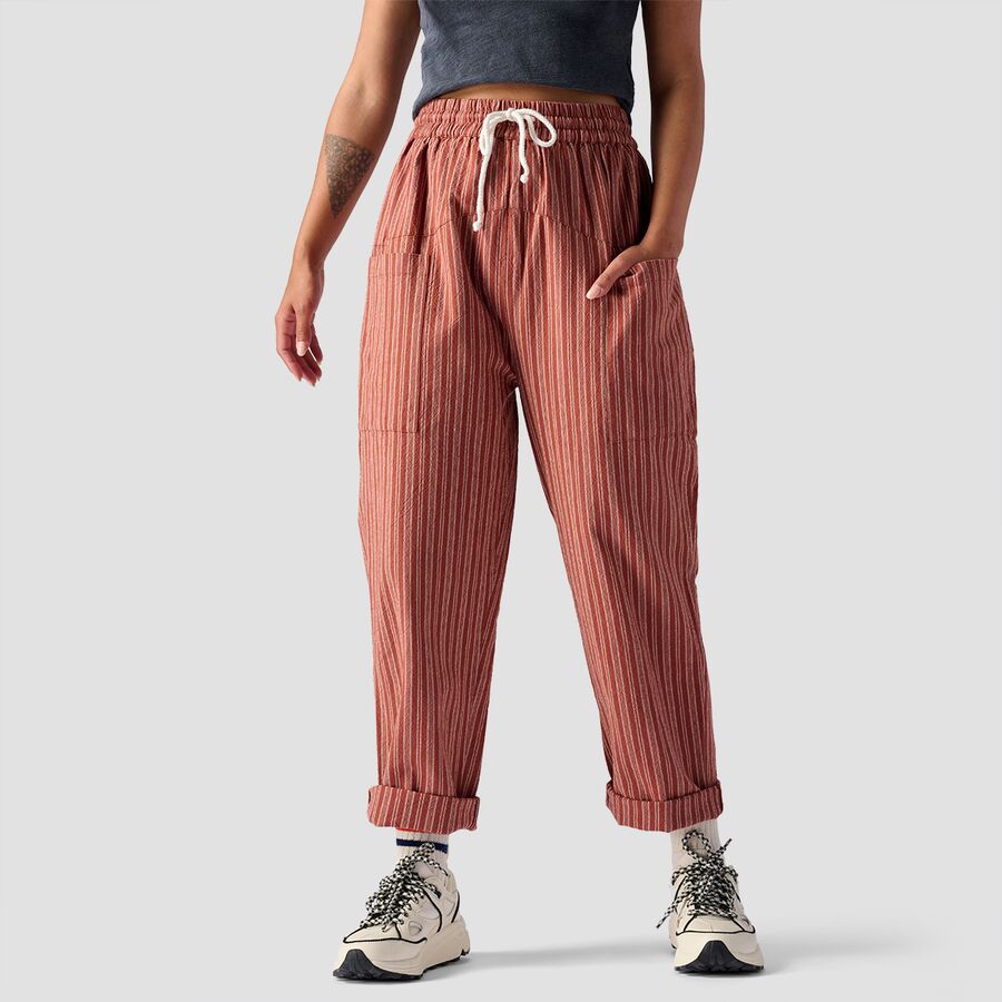 Textured Cotton Pull On Pant - Women's