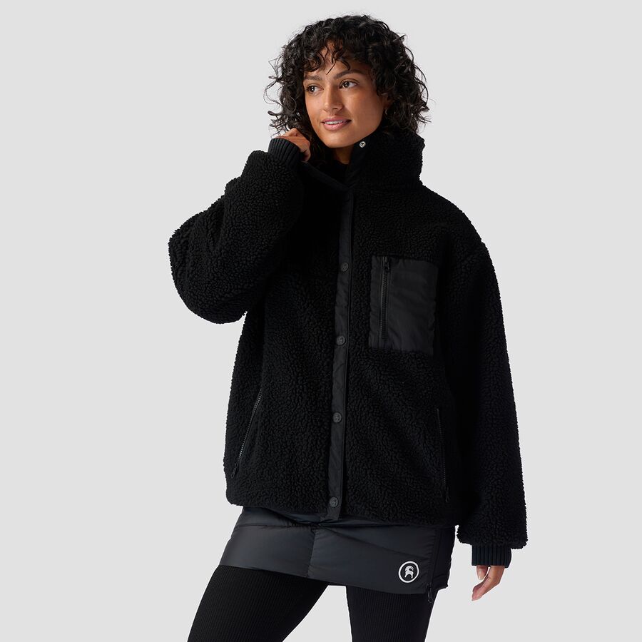 Mixed Fabric Fleece Jacket - Women's
