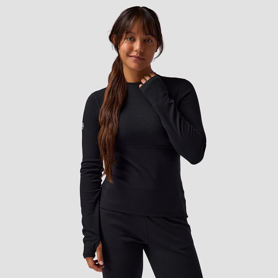 Женский топ Backcountry BGA Cedars RWS Merino Mid-Wt Baselayer Crew, цвет: Чёрный