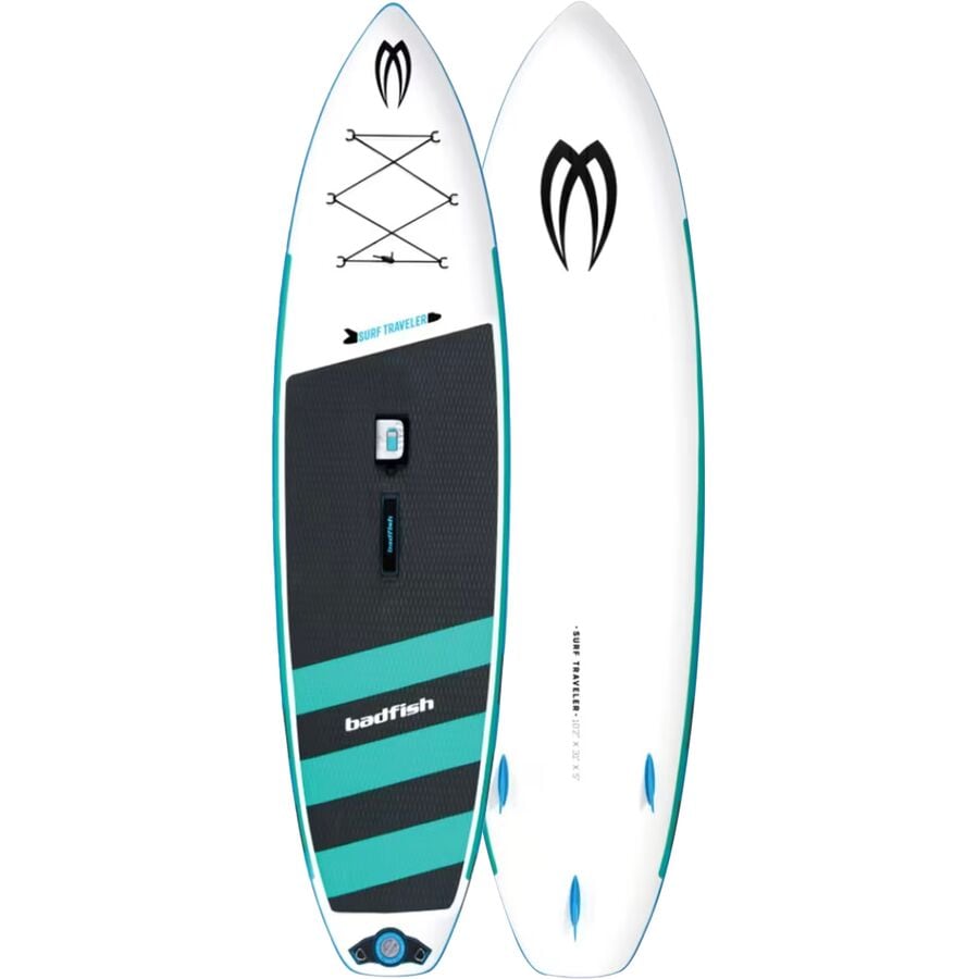 Badfish - Surf Traveler Inflatable Stand-Up Paddleboard - White/Blue
