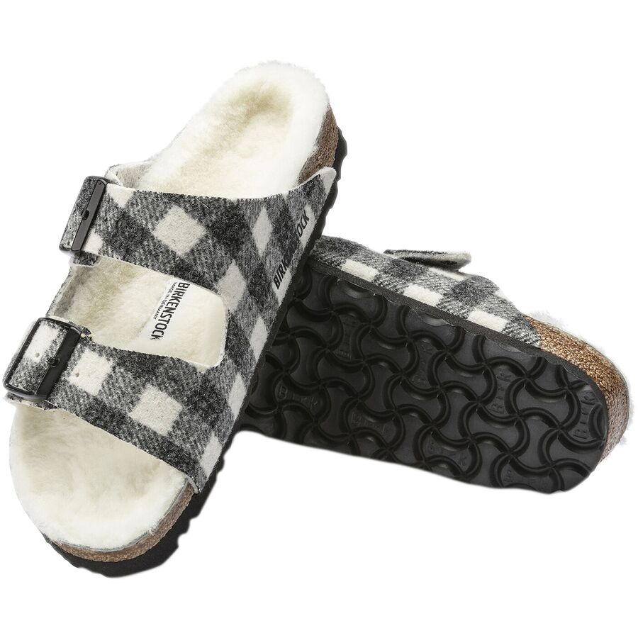 navy shearling birkenstocks
