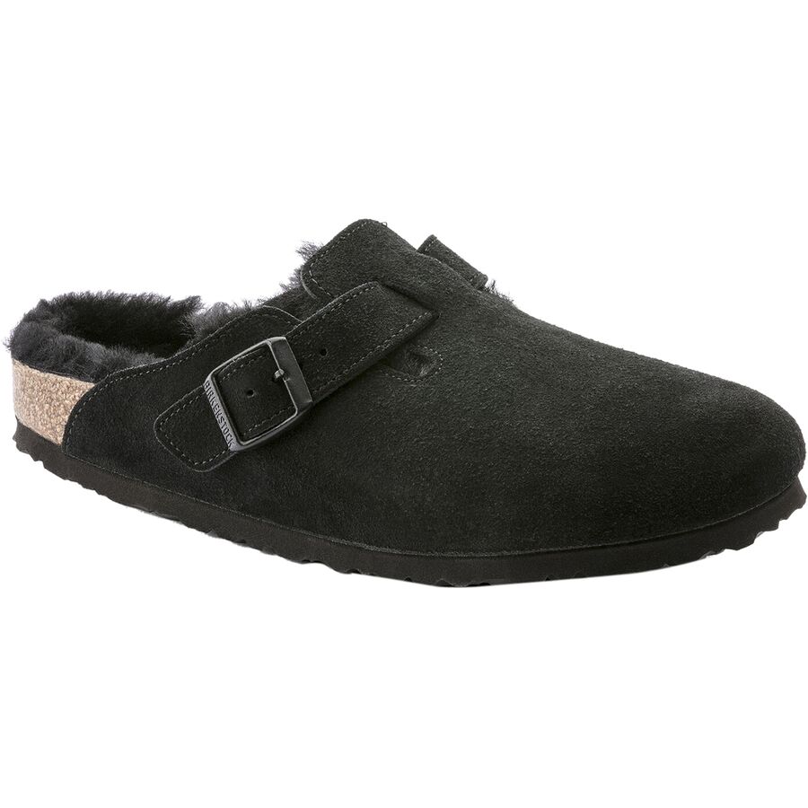 navy shearling birkenstocks