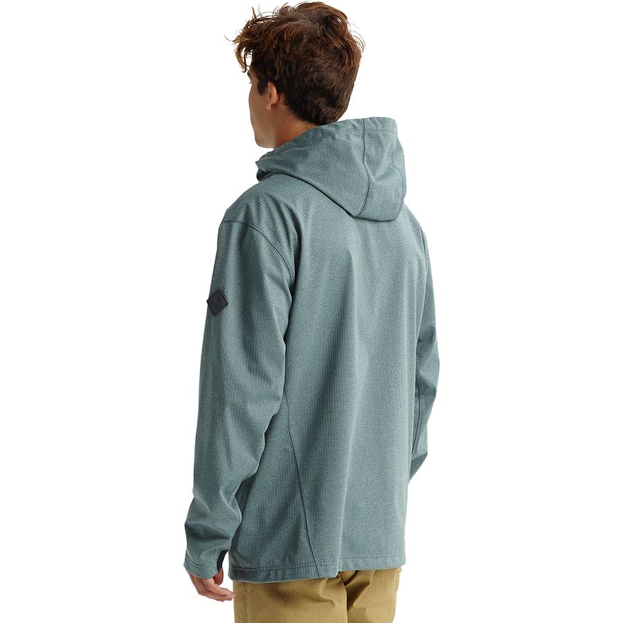 Burton Men's Crown Bonded Full-Zip Hoodie - Quick-Dry Tech Fleece, Monument Heather
