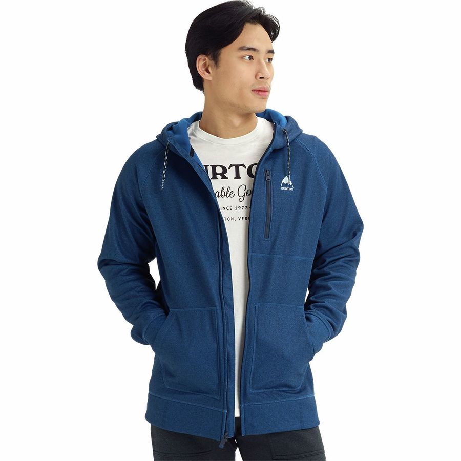 Burton Men's Crown Bonded Full-Zip Hoodie - Quick-Dry, Water-Repellent Fleece (Monument Heather, Large) - View #11