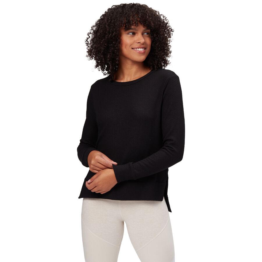 Side Slit Long-Sleeve Pullover Top - Women's