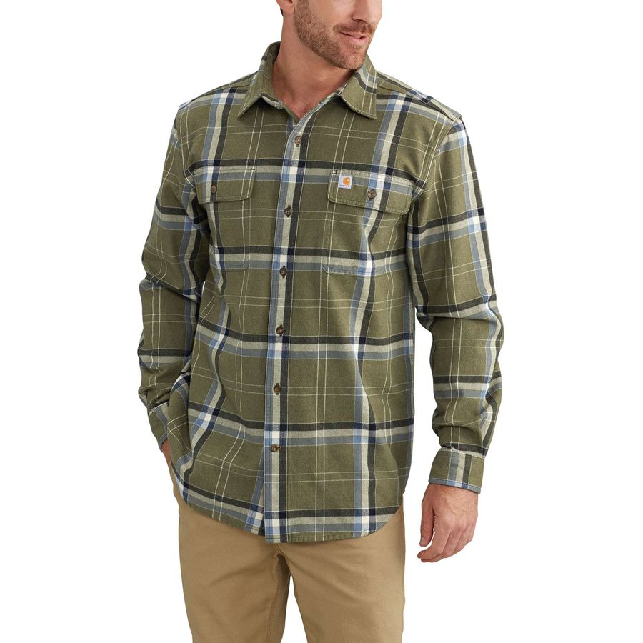 carhartt men's hubbard plaid long sleeve button down shirt