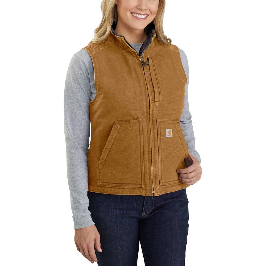 Carhartt Washed Duck SherpaLined Mock Vest Women's Clothing