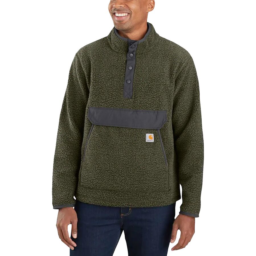 Carhartt Relaxed Fit Half-Snap Fleece Pullover, Men's Size L polyester gray type Vintage Second Hand