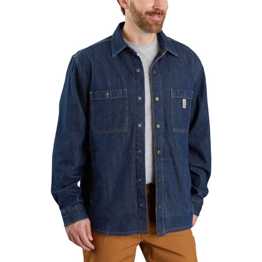 Relaxed Fit Denim Fleece Snap-Front Shirt Jacket - Men's