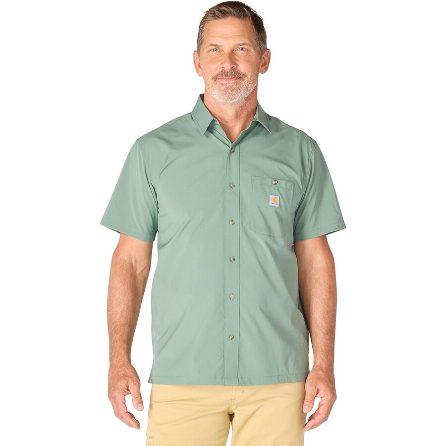 Мужская рубашка Carhartt Force Sun Defender Relaxed Fit Lightweight, цвет: Зелёный сланцевый