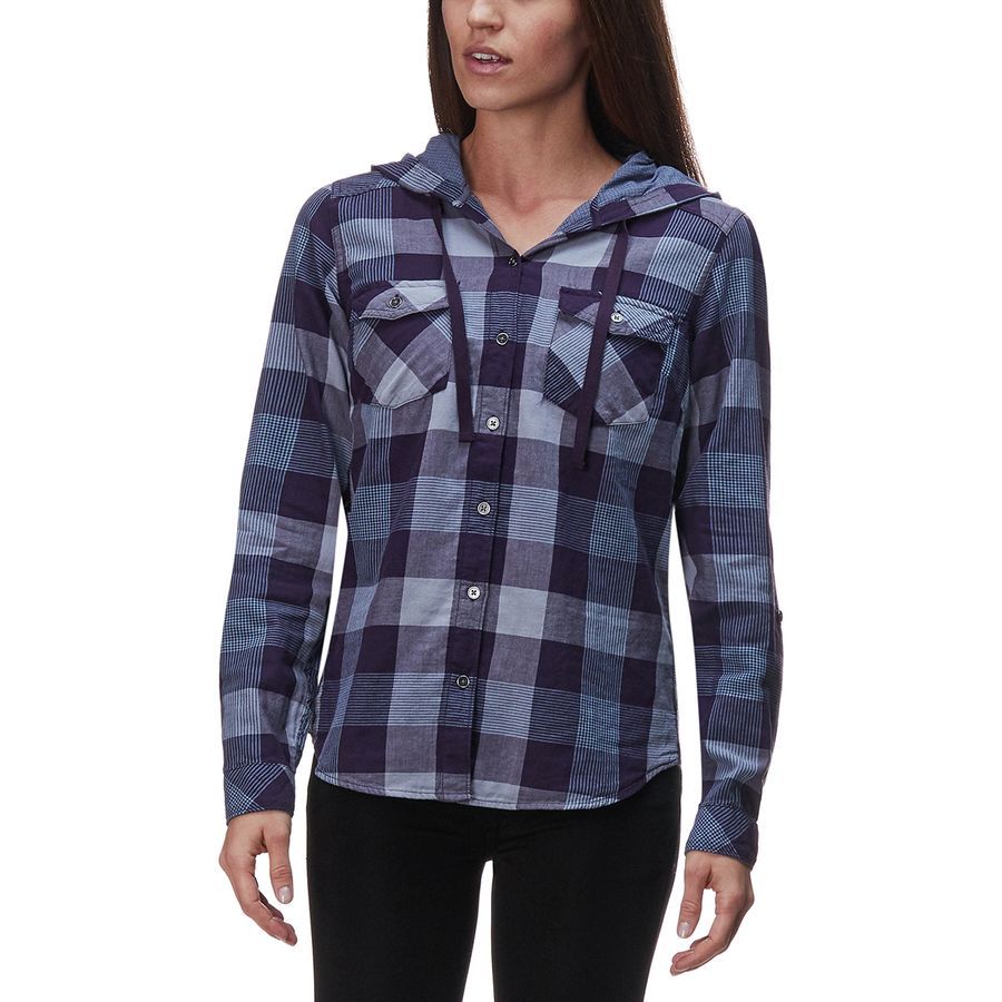 checked hooded shirt women's
