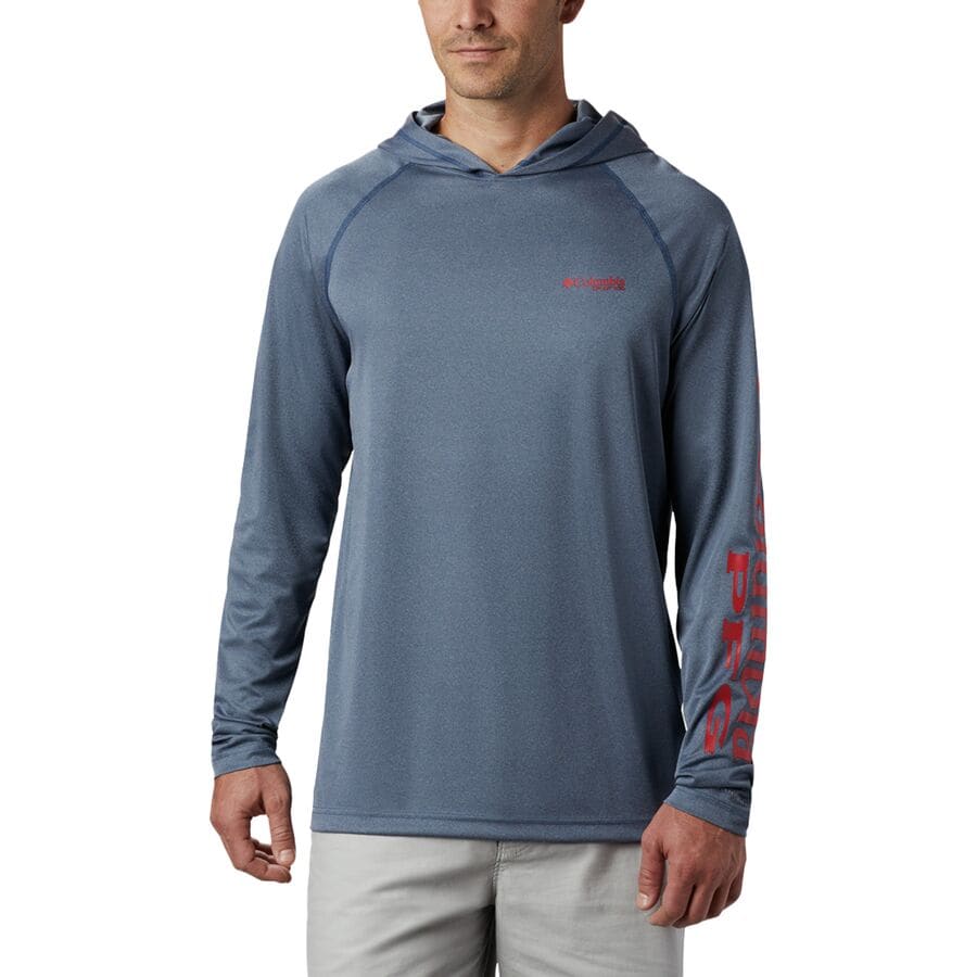 Columbia - Terminal Tackle Heather Hoodie - Men's - Carbon Heather/Red Spark Logo
