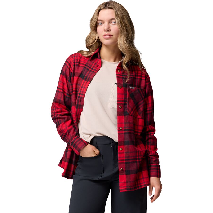 Женская рубашка Columbia Calico Basin Flannel Long-Sleeve, цвет: Красный